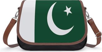 Generic Flag of Pakistan Crossbody Bags for Women Fashion Leather Shoulder Handbags With Adjustable Strap