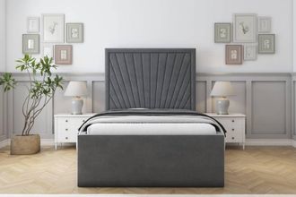Sloomy Somerset Coniston Frame-Mattress - 50 Upholstered Headboard in Dark Grey | Size: Small Double