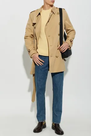Burberry Kensington Coat With Single Vent, Mens, Beige