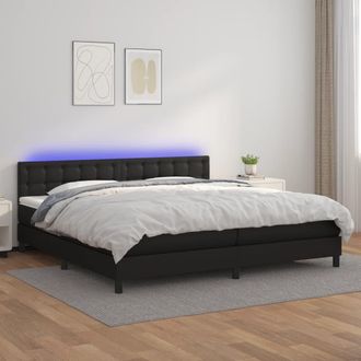 vidaXL Vidaxl - Cama Box Spring Colch&oacute;n Y Led Cuero Sint&eacute;tico Negro 200x200 Cm