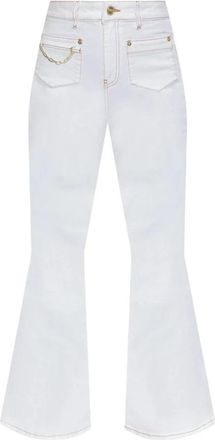 Ganni Witte High-Waisted Flared Broek - Dames - Wijde Broeken - Wit - W28 - Katoen - Broeken