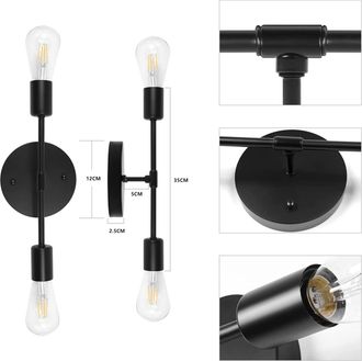 OEM L&aacute;mpara De Techo De Hierro Forjado Vintage Con Doble Cabezal Para Espejo De Ba&ntilde;o, 220 V, Color Negro, Con Bombilla Led