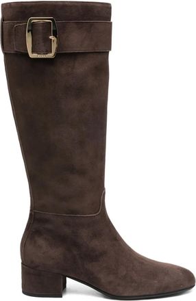 Bally buckled boots - women - Calf Suede/Calf Leather/Calf Leather - 40 - Brown