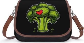 Generic I Love Broccoli Crossbody Bag Womens Handbag PU Message Bags Shoulder Purse with Adjustable Strap