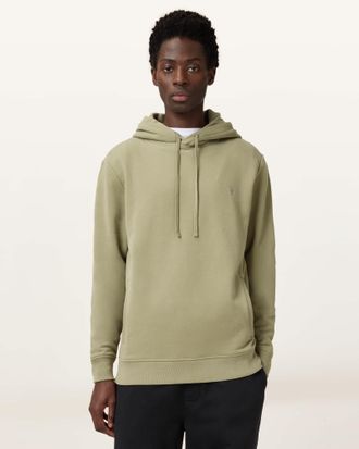 AllSaints Mens Cotton Raven Pullover Ramskull Hoodie, Size: XXL
