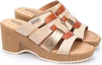 Pikolinos Verhoog je stijl met Arenales sandalen - Dames - Sleehakken - Beige - 41 EU - Schoenen