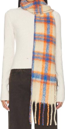 Free People Womens Highland Plaid Skinny Scarf In Ivory Combo