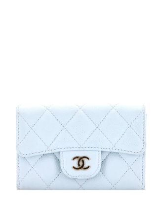 Chanel Classic Flap Case Quilted Caviar card holder - women - Calf Leather - One Size - Blue