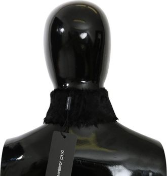 Dolce & Gabbana Womens Black Fur Neck Collar Wrap Lambskin Scarf