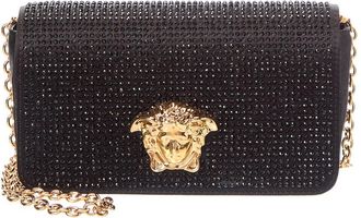 Versace Embellished Mini Satin Wallet On Chain