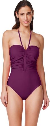 Gottex Tutti Frutti Bandeau One Piece in Wine at Nordstrom, Size 12