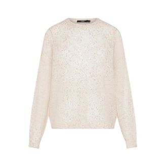 Seventy Trui met ronde hals en pailletten - Dames - Ronde hals truien - Beige - L - Pailletten - Truien & Vesten