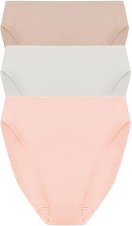 Natori Bliss Bare Cotton High Cut Brief 3-Pack in Lt Mocha/linen/seashell at Nordstrom, Size Xx-Large