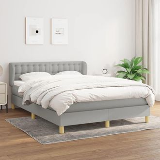 vidaXL Vidaxl - Cama Box Spring Con Colch&oacute;n Tela Gris Claro 140x190 Cm