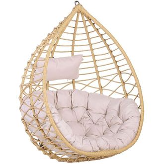 Beliani Beliani - Sedia Sospesa con Cesta di Rattan Beige per Interno ed Esterno Arsita