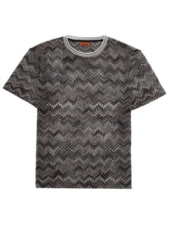 Missoni Grey Zigzag Pattern Round Neck T-Shirt