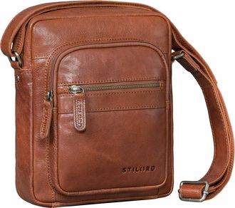 STILORD Joao Vintage Shoulder Bag Men Small Leather Satchel - Small Messenger Bag Mens Genuine Leather Crossbody Bag with Many Compartments for Tablet 10 Inch