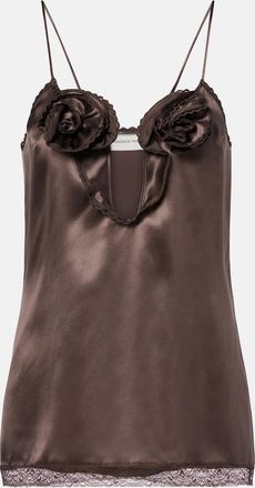Magda Butrym Floral-appliqu&eacute; silk satin camisole
