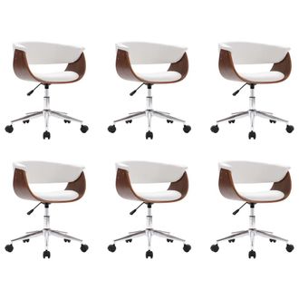 vidaXL Sillas De Comedor Giratorias 6 Uds Cuero Sint&eacute;tico Blanco Vidaxl