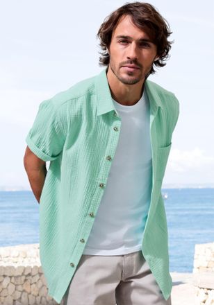 Beach Time Kurzarmhemd BEACHTIME Regular fit, Herren, Gr. XXXL (47/48), N-Gr, gr&uuml;n (mint), Web, Obermaterial: 100% Baumwolle, unifarben, regular fit, Rundhals, a