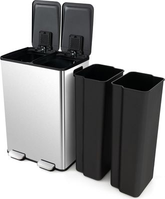 Costway 60L Dual Bin Trash Can 2 x 30L Classified Garbage Bin with 2 Deodorizer Compartments