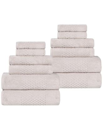 Superior Playa Zero Twist Cotton Medium Weight Solid Waffle Textured 12Pc Towel Set