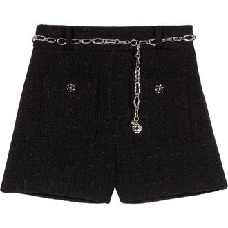 Maje Shiny tweed shorts in Black at Nordstrom, Size 36 Eu