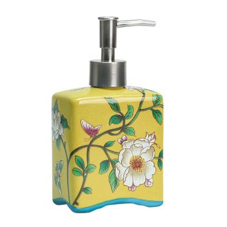 OEM Dispensador De Jab&oacute;n - Cer&aacute;mica Y Abs Galvanizado - 400 Ml - Dise&ntilde;o Floral - Para Cocina Y Ba&ntilde;o - 1 Unidad