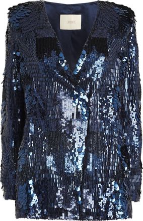 Sally Lapointe Patchwork Sequins Collarless Blazer Size S