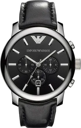 Emporio Armani Accessoires, Heren, Zwart, ONE Size, Leer, Ar 0431 Horloge