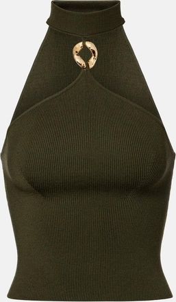 SIMKHAI Top Renlen in lana con scollo allamericana