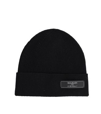 Balmain Black Knitted Beanie Hat