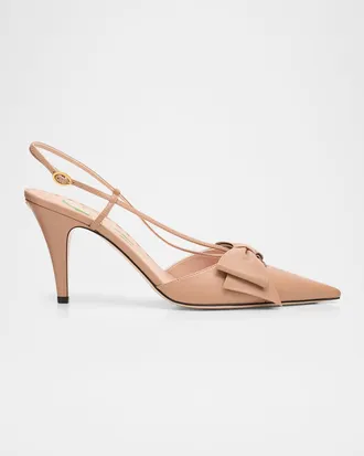Valentino Garavani 85mm Bowow Slingback Leather Pumps