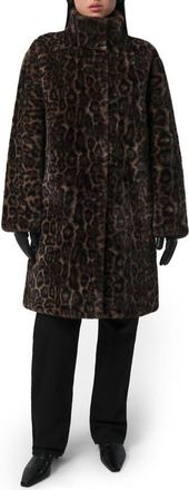 Apparis Blair Leopard Pluche Faux Fur Coat in Dark Leopard at Nordstrom, Size X-Small