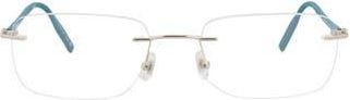 Montblanc 59mm Square Optical Glasses in Silver Teal Transparent at Nordstrom Rack