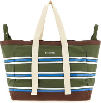 Dsquared2 D2 College Gestreepte Katoenen Canvas Shopper - Dames - Shoppers - Veelkleurig - ONE Size - Katoen - Tassen