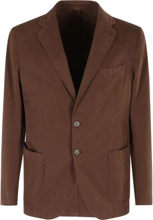 Santaniello Navy Blue Gabardinejas met Revers - Heren - Blazers - Bruin - XL - Jassen