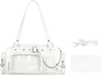 Generic Cute Ita Bag Crossbody, Large Capacity Shoulder Crossbody, Adjustable Straps, with Insert Anime Pins Display, PU Leather for Women Girls (White)