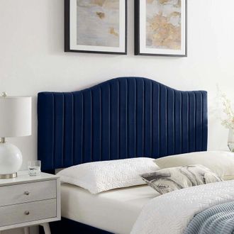 Casa Serenity Blue Plush Super King 26 inch Strutted Headboard
