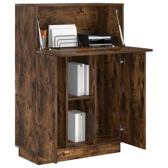 Berkfield Home Smoked Oak Writing Desk Smoked oak Engineered wood Standard in Brown