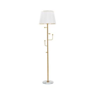 Dmora L&aacute;mpara De Pie Borbona, Luz De Suelo, L&aacute;mpara De Piso, L&aacute;mpara Est&aacute;ndar, 41x41 H173 Cm, Blanco Y Oro - Dmora