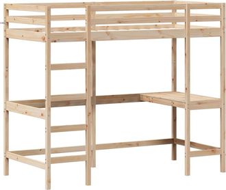 vidaXL Cama Alta Con Escritorio Madera Maciza De Pino 90x200 Cm Vidaxl