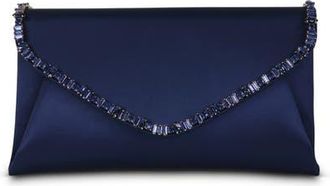 Badgley Mischka Mika Mix Crystal Neckline Envelope in Navy at Nordstrom, Size Medium