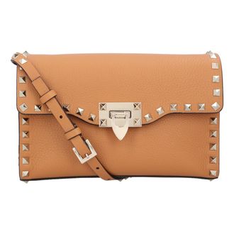 Valentino Garavani Womens Rockstud Crossbody Bag - Brown Calfskin - One Size
