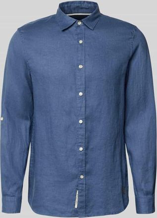 Scotch & Soda Regular Fit Leinenhemd aus reinem Leinen Modell CORE in Jeansblau, Gr&ouml;&szlig;e XXL