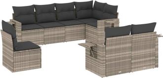 vidaXL Vidaxl - Set De Sof&aacute;s De Jard&iacute;n 8 Pzas Y Cojines Rat&aacute;n Sint&eacute;tico Gris