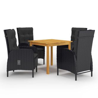 vidaXL Juego De Comedor De Jard&iacute;n De 5 Piezas Negro Vidaxl