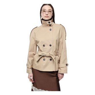 Imperial Trench Coats, female, Beige, Size: L Cropped Double-Breasted Blazer