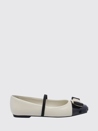 Ferragamo Bicolour Leather New Vara Mary Jane Ballet Flats with Bow