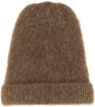 Maison Margiela Ribbed Turn-Up Muts - unisex - Hoeden - Bruin - M - Wol - Accessoires